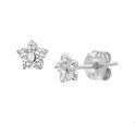 House Collection Ear Studs Flower And Zirconia White Gold Shiny 4.5 mm x 4.5 mm