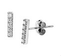 House Collection Stud Earrings Zirconia White Gold Shiny 8 mm x 1.5 mm