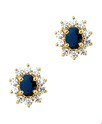 House Collection Ear Studs Sapphire And Zirconia Yellow Gold Shiny 8 mm x 7 mm