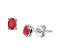 House Collection Ear Studs Ruby White Gold Shiny 4 mm x 3 mm