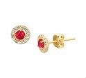 House Collection Ear Studs Syn. Ruby And Zirconia Yellow Gold Shiny