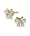 House Collection Ear Studs Butterfly Zirconia Yellow Gold Shiny 5.5 mm x 5.5 mm