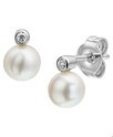 House Collection Ear Studs Pearl And Diamond 0.04 Ct. White gold Shiny 8 mm x 6 mm