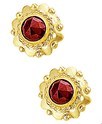 House Collection Ear Studs Garnet Yellow Gold Shiny