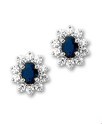 House Collection Ear Studs Sapphire And Zirconia White Gold Shiny 8 mm x 7 mm