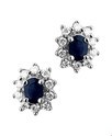 House Collection Ear Studs Sapphire And Diamond 0.16 Ct. White gold Shiny 8 mm x 7 mm