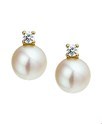 House Collection Ear Studs Pearl And Diamond 0.10 Ct. Yellow gold Shiny 9 mm x 6.5 mm