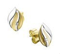 House Collection Ear Studs Diamond 0.02 Ct. Bicolor Gold Shiny 10.5 mm x 7 mm
