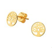 House Collection Earring Studs Tree of Life Shiny Yellow Gold