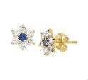 House collection Ear studs Synth. Sapphire And Zirconia Yellow Gold Shiny 7 mm x 6.5 mm