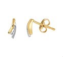 House Collection Ear Studs Diamond 0.03 Ct. Bicolor Gold Shiny 8.5 mm x 3.5 mm