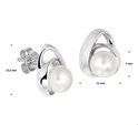 House Collection Ear Studs Pearl Silver Rhodium Plated Matt Shiny 13.5 mm x 11 mm
