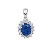 House collection Pendant Silver rhodium zirconia and synthetic Sapphire 15.5 x 11.5 mm