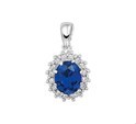 House collection Pendant Silver rhodium zirconia and synthetic Sapphire 15.5 x 11.5 mm
