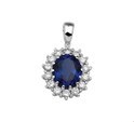 House collection Pendant Silver rhodium zirconia synthetic Sapphire 20 x 15,5 mm