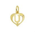 Home Collection Pendant Yellow Gold Heart Letter U