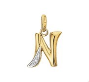 House Collection Pendant Yellow Gold Letter N Diamond 0.005 Ct.
