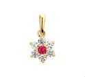 House collection Pendant yellow gold synth. Ruby and Zirconia 6.5 x 13 mm