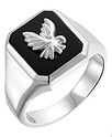 House collection Signet ring Eagle Onyx Silver