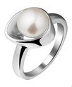 Home Collection Ring Pearl Silver Rhodium Plated