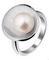 House collection Ring Pearl Poli/mat Silver Rhodium plated