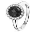 Home Collection Ring Onyx And Zirconia Silver Rhodium Plated