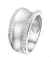 Home Collection Ring Zirconia Scratched Silver Rhodium Plated