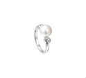 Home Collection Ring Pearl And Zirconia Silver Rhodium Plated