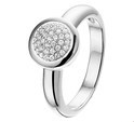 House Collection Ring Round Zirconia Silver Rhodium Plated