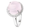 House Collection Ring Pink Quartz And Zirconia Silver Rhodium Plated