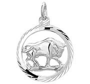 House Collection Pendant Silver Zodiac Sign Taurus Diamondized