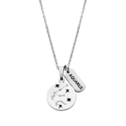 CO88 Collection Zodiac 8CN 26062 Steel Necklace with Pendant - Constellation Aquarius - Length 42 + 5 cm - Silver colored