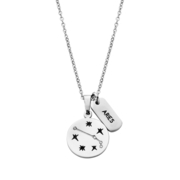 CO88 Collection Zodiac 8CN 26064 Steel Necklace with Pendant - Constellation Aries - Length 42 + 5 cm - Silver colored