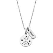 CO88 Collection Zodiac 8CN 26069 Steel Necklace with Pendant - Constellation Virgo - Length 42 + 5 cm - Silver colored