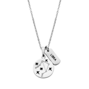 CO88 Collection Zodiac 8CN 26070 Steel Necklace with Pendant - Constellation Libra - Length 42 + 5 cm - Silver colored