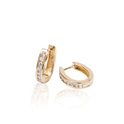 Silver gold-plated folding earrings - oval 12 mm - zirconia - square tube 107.0323.15