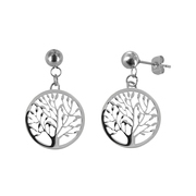 CO88 Earrings with pendant Tree of Life steel/silver colored 8CE-10004