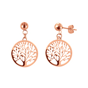 CO88 Earrings with pendant Tree of Life steel/ros colored 8CE-10006