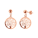 CO88 Earrings with pendant Tree of Life steel/rosé colored 8CE-10006