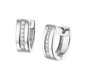 House collection Folding creoles Zirconia Silver Rhodium Plated Shiny