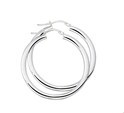 House collection Creoles Round Tube Silver Rhodium Plated Shiny 4 mm x 35 mm