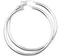 House collection Creoles Round Tube Silver Rhodium Plated Shiny 4 mm x 54 mm