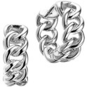 House Collection Folding Creoles Gourmet 16.5 x 6.5 mm Silver Rhodium Plated Shiny