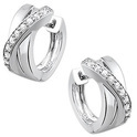 House collection Folding creoles Zirconia Silver Rhodium Plated Shiny