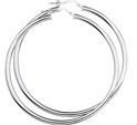 House collection Creoles Round Tube Silver Rhodium Plated Shiny 3 mm x 54 mm