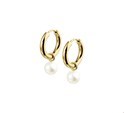 House collection Folding creoles Pearl Yellow gold Shiny