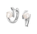 House collection Folding Creoles Pearl Silver Rhodium Plated Shiny