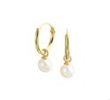 House Collection Creoles With Pendants Pearl Yellow Gold Shiny 1.3 mm x 11 mm