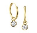 House Collection Creoles With Pendants Zirconia Yellow Gold Shiny 1.8 mm x 17 mm