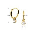 House Collection Creoles With Pendants Zirconia Yellow Gold Shiny 1.3 mm x 11 mm